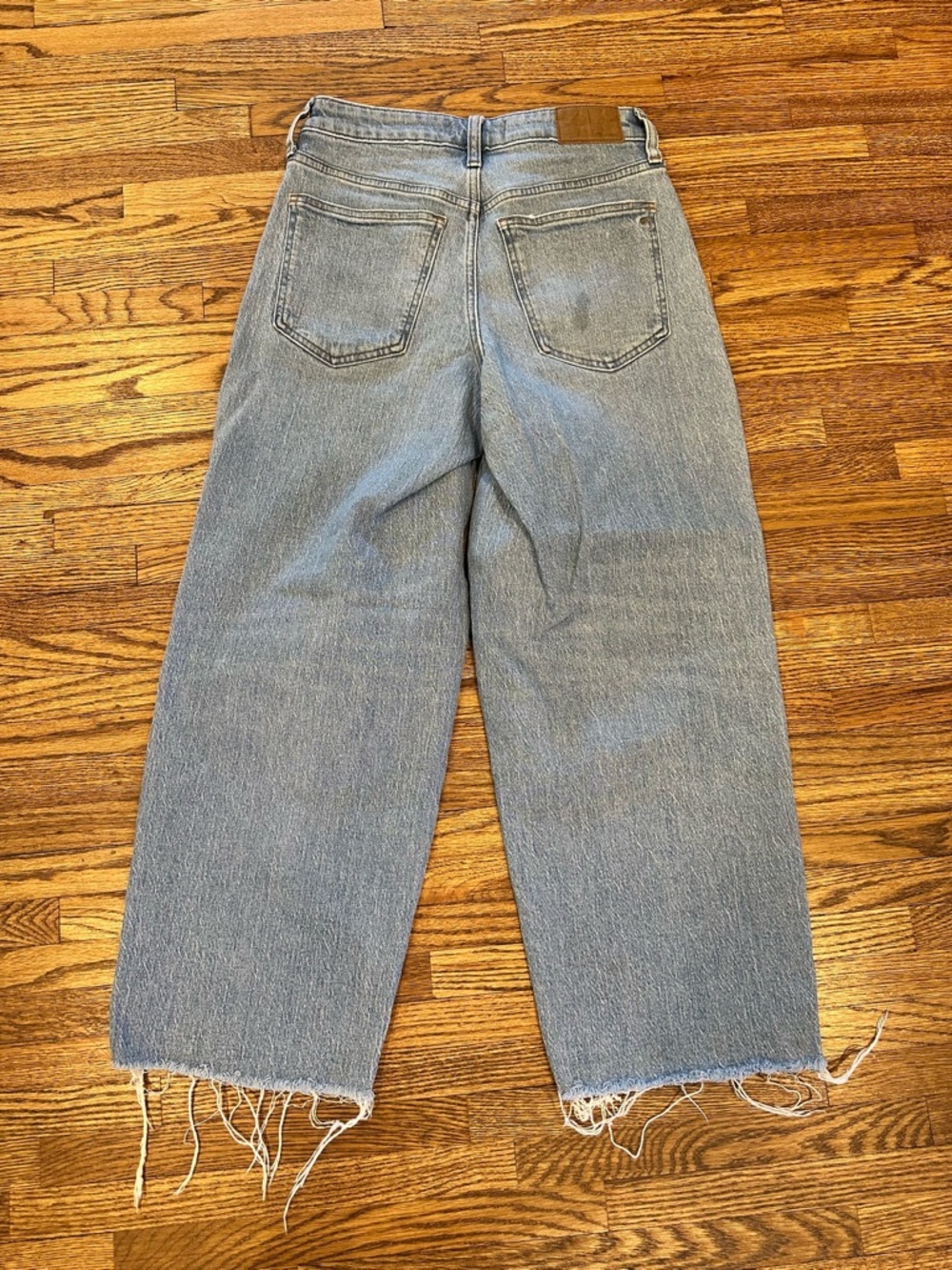 Light Wash Straight Leg Jeans - Frayed Hem - Picture 2 of 3